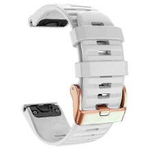 (White) Silicone watch bands for Garmin Fenix 7s, rose gold buckle 20mm strap