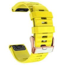 (Yellow) Silicone watch bands for Garmin Fenix 7s, rose gold buckle 20mm strap