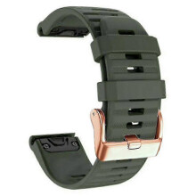 (Army Green) Silicone watch bands for Garmin Fenix 7s, rose gold buckle 20mm strap