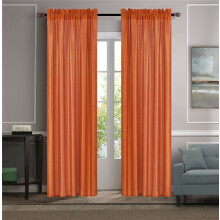 MR2 Orange Faux Silk Rod Pocket Curtains 2-Pack 55" W x 95"