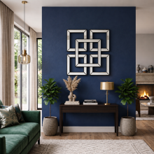 Black Art Deco Mirrored Wall Art Plastic 40x40x3Cm
