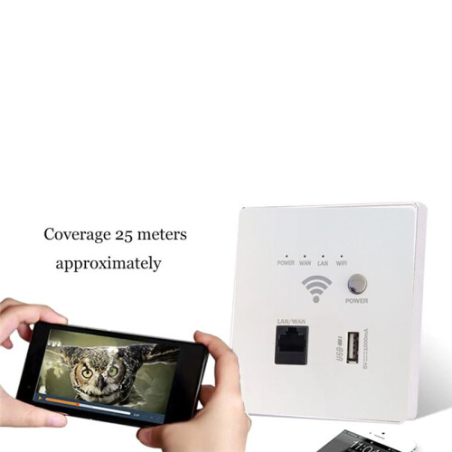 AP300Mbps USB Socket Wall Embedded Wireless AP Router Wall Charger WIFI USB Charging Socket Panel WiFi Socket Black 2