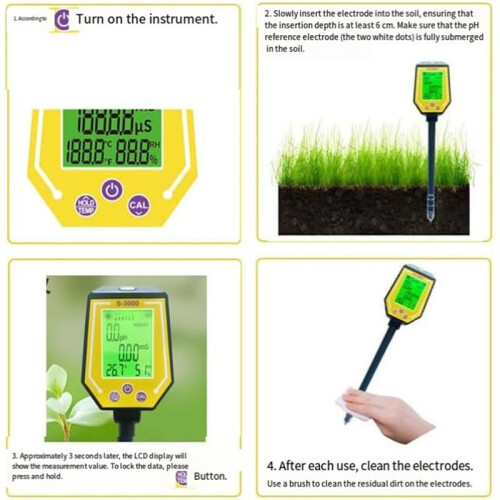 6 in 1 High Accuracy Conductivity PH/EC/Humidity/Sunlight/Air Humidity/Temp Tester PH Meter 2