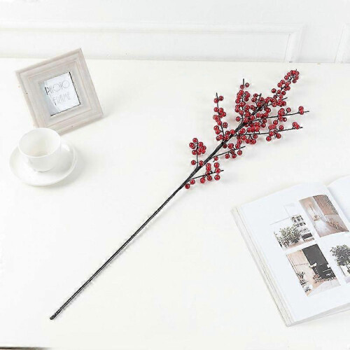 Artificial Flowers and Bouquets Simulation Red Berry Holly 3PCS