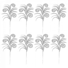 Fake Glitter Fern Leaves Diy Accessory Party Decor Silver 41.00X8.00X0.50cm Xmas Wreath 10Pcs