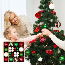 Lmueinov44Pcs Boules de Noël colorées à suspendre - Décorations de Noël résistantes aux intempéries pour sapin de Noël - Soldes hors saison