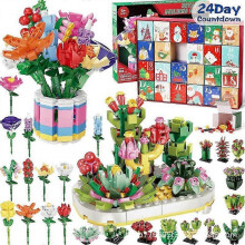 (Succulents) Flower Bouquet Blocks Christmas Advent Calendar, Xmas 24 Days Sunflower Bouquet Blind Box