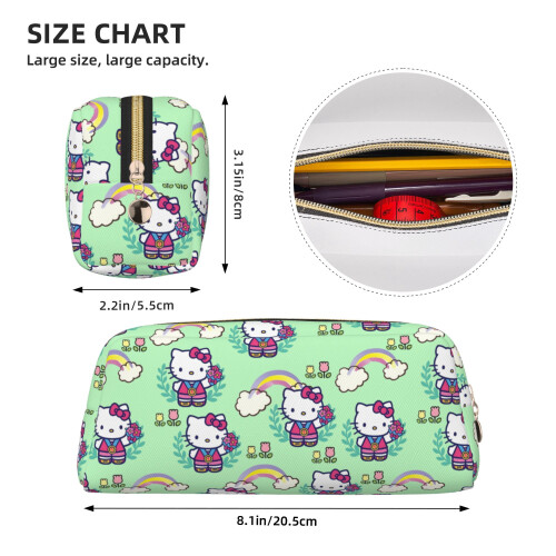 Δερμάτινη θήκη Hello Kitty με φερμουάρ 3D, μεγάλης χωρητικότητας, πολυλειτουργική 2
