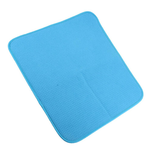 Tappetino scolapiatti in microfibra per piatti e bicchieri, 40,5x45,5 cm, blu