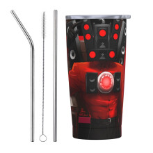 Gobelet Skibidi Toilet 590 ml (20 oz), tasse de voyage isotherme en acier inoxydable avec paille, idéale pour les boissons chaudes, le thé glacé