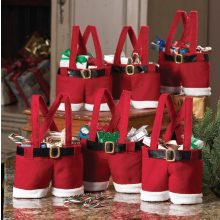 Lot de 6 sacs cadeaux de Noël, motif pantalon de Père Noël, parfaits pour les bonbons et les petits cadeaux pour enfants, rouges.