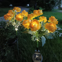 Lampes solaires en forme de fleur Twfbrm 28" pivoine réaliste LED d'extérieur, étanches, à piquet, allumage/extinction automatique, pour pelouse,
