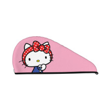 Bonnet de douche Hello Kitty en velours corail épais et doux pour cheveux secs