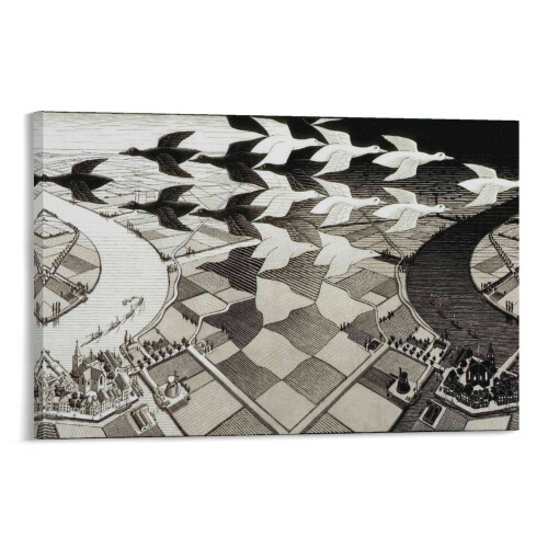 Αφίσα Αφηρημένης Εκτύπωσης MC Escher Ασπρόμαυρη Πίνακα 16x24 ίντσες (40x60εκ.) –