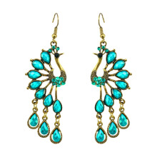 Brincos retrô estilo boêmio com resina e strass para mulheres.