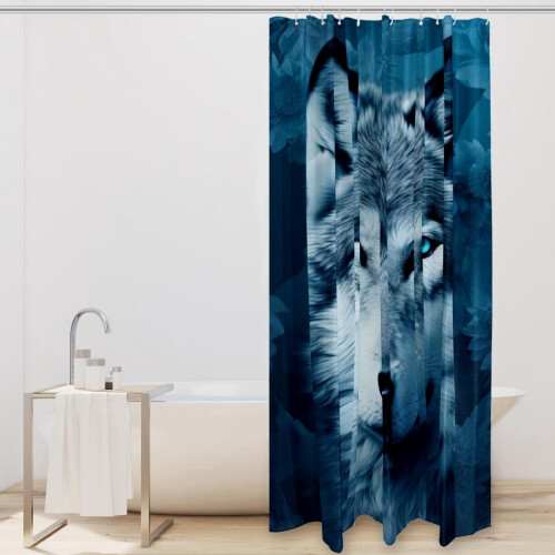 Rideau de douche imperméable Wolf avec œillets et crochets, 152 x 183 cm 1