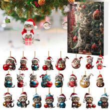 Vente flash Tainini ! Calendrier de l'Avent 2024, puzzle compte à rebours de Noël - Chats de Noël, cadeau pour adultes et enfants, 25 cm