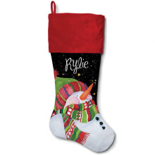 Chaussette de Noël personnalisée avec bonhomme de neige, 4 couleurs au choix