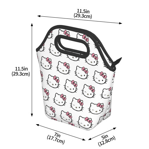 Τσάντα φαγητού Hello Kitty από μαλακό πολυεστέρα, φορητή τσάντα Bento με φερμουάρ, 2