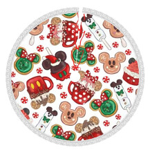 Jupe de sapin de Noël Mickey Mouse 122 cm (48 pouces), tapis de sapin pour les fêtes d'hiver, jupe de sapin pour décorations de Noël rustiques