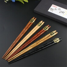 Lot de 5 paires de baguettes japonaises réutilisables en bois de hêtre naturel.