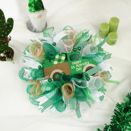 Couronne de la Saint-Patrick en forme de trèfle (2 pièces) 40 cm / 15,7 pouces 2