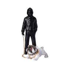 Liquidação de decoração de Natal da FloHua: Estátua de homem e cachorro, passeando com o cachorro, decoração de outono para amantes de cães