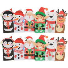48 sacs de Noël en papier kraft, assortiment de 6 modèles (6 styles différents), pour cadeaux de Noël