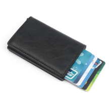 Musta RFID - NFC - suojattu nahkalompakko ja korttitasku, 6 korttia, musta, yksi koko
