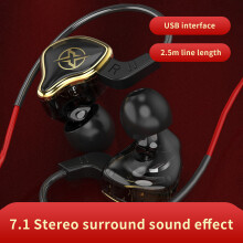 SUSUchens kablede øretelefoner med mikrofon, stereolyd, dyp bass, 20–20000 Hz, USB-hodesett for bærbar PC, datamaskin, rød