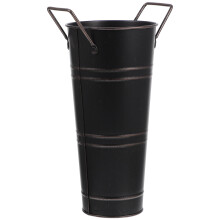 Vase à fleurs Yongwei vintage en métal galvanisé avec poignée pour la maison et les mariages (noir)
