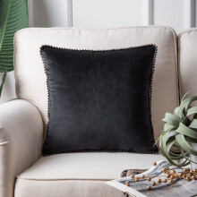 Coussin décoratif en velours doux à motif de particules Phantoscope, 45 x 45 cm, noir à particules argentées, 1 pièce