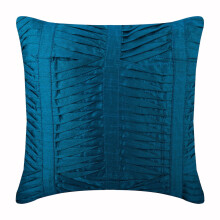 Housse de coussin 30 x 30 cm bleu royal, housse de coussin carrée en soie d'art moderne, motif à plis texturés, compatible avec un coussin de 30 x