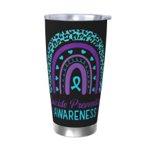 Mois de la prévention du suicide - Gobelet isotherme portable en acier inoxydable de 590 ml (20 oz) avec couvercle