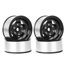 4 Peças de Aro de Roda de Metal Beadlock de 1,55" com 5 Raios para RC 1/10 D90 TF2 para CC01 LC70 MST, Preto