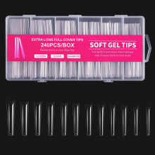 Soft Gel Nail Tips C-Curve Stiletto Soak-Off 24pcs
