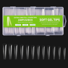 Soft Gel Nail Tips C Curve Stiletto Soak-Off 24pcs