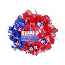 Couronne de la fête de l'Indépendance, guirlande patriotique pour la journée des anciens combattants, à décorer pour la porte d'entrée.
