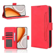 (red) Flip Case for Honor X9D 5G Detachable Magnetic Wallet Leather Cover with Card Holder and Kickstand