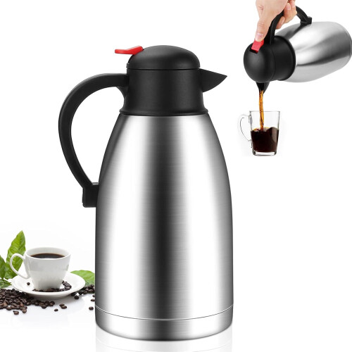 DERCLIVE Θερμική καράφα καφέ 68oz, Διπλό τοίχωμα με μόνωση κενού από ανοξείδωτο ατσάλι,