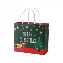(Green K) Green Christmas Day Handheld Paper Bag Scarf Gloves Gift Bags Business New Year Gift Greeting Cards Gift Boxes 30x30x1cm