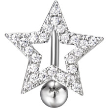 Szív alakú köldökpiercing - CZ Crystal14G sebészeti acél piercing ékszer