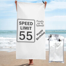 Joyeux 55e anniversaire avec panneau de limitation de vitesse 55. Serviette de plage en microfibre douce, idéale pour les défilés, la natation et