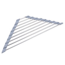 1 unidad de escurridor de acero inoxidable, soporte estable para platos, colador plegable gris