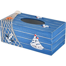 Boîte à mouchoirs marine à fines lignes blanches bleu foncé - Porte-mouchoirs élégant - Distributeur de mouchoirs durable - Parfait pour la