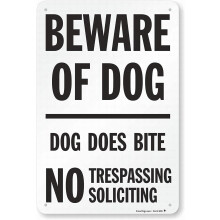 Panneau décoratif de garage : Attention au chien ! Ce chien mord. Défense d'entrer. Panneau de sécurité en métal. Panneau décoratif 8x12.