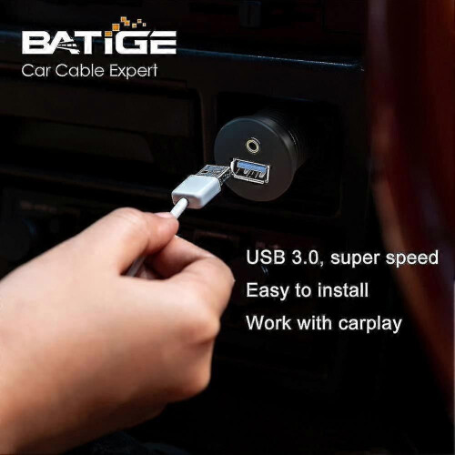 Usb 3.0 & 3.5mm Car Mount Flush Cable 3.5mm + Usb3.0 Aux Extension Dash Panel 2