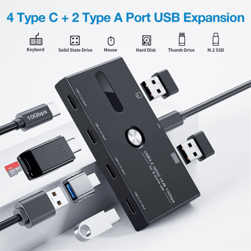 Διανομέας USB C 10Gbps, διαχωριστής 6 θυρών, σε διανομέα για υπολογιστή, φορητό 1
