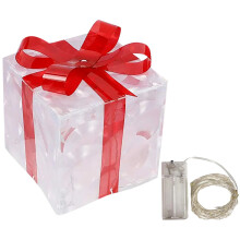 Boîte cadeau lumineuse de Noël avec nœud, décoration de Noël lumineuse pour l'extérieur, décorations de jardin