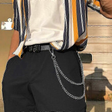 2pcs Fashion Men's Pants Chain Jeans Chain Punk Hip Hop Pants Chain Waist Chain Women Auspicious